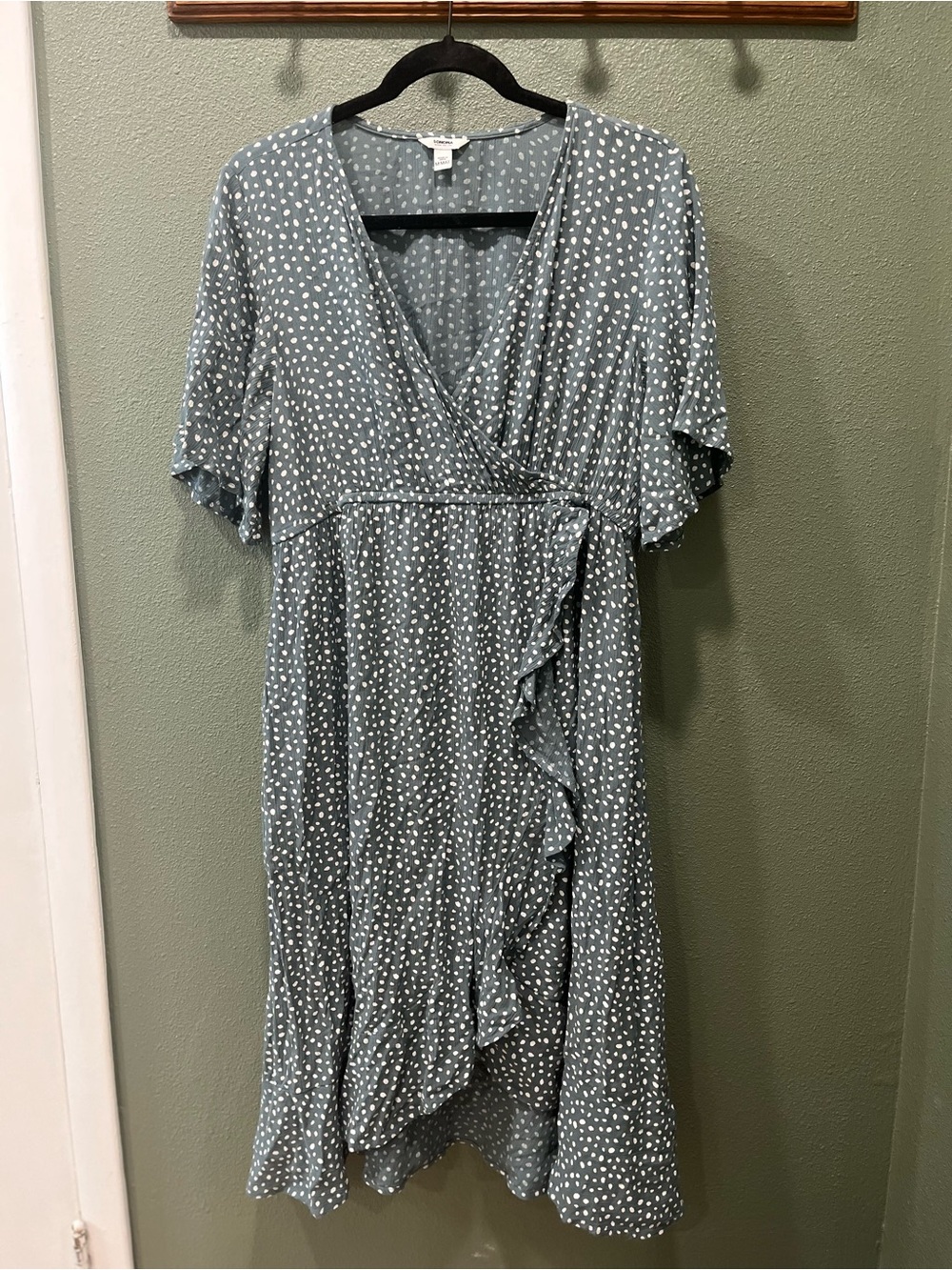 Women's maternity Slate Blue Polka Dot Wrap Dress